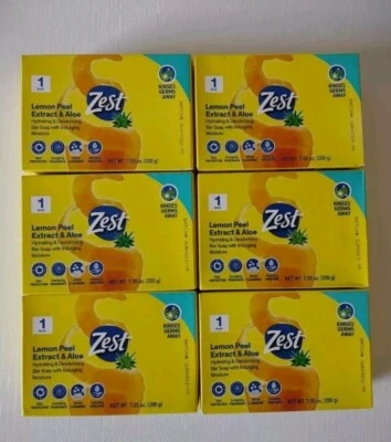 Lot of 6 XL Bar Zest Lemon Peel Extract &Aloe Hydrating Deodorizing Soap 7.05oz - Image 1 of 4
