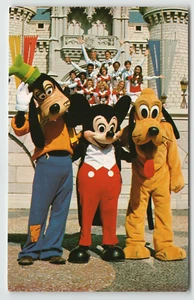 Postcard Goofy, Mickey, and Pluto Pose at Disney World Orlando, FL - Picture 1 of 2