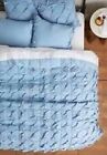 Anthropologie  Lazybones Blue Twined Twister King Quilt RARE!!