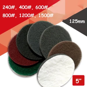125mm Nylon Fiber Scouring Pads Hook & Loop Abrasive Cleaning Pads 240-1500 Grit - Picture 1 of 5