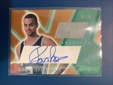 2001 Upper Deck #91 Tony Parker Signed SPX Rookie Jersey Autograph Green 01/25
