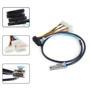 BRAND NEW Mini-SAS SFF-8088 26P to 4XSAS SFF-8482 29 Pin with top Power Cable - Picture 1 of 12