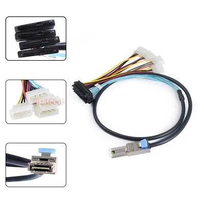 BRAND NEW Mini-SAS SFF-8088 26P to 4XSAS SFF-8482 29 Pin with top Power Cable - Image 1 of 4