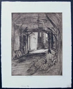 Arthur Millier "Business Alley" acquaforte anni '20 firmata e intitolata a matita - Foto 1 di 7