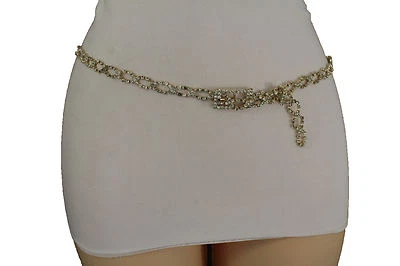 Skinny Damengürtel Mode Hohe Taille Hip Schmal Gold Metallkette Elegant Sexy S M - Bild 1 von 4