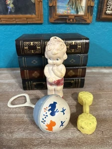 Vintage Lot Of 3 Celluloid Plastic Baby Rattle Toys - Picture 1 of 5