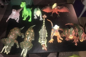 Lot Of 9 Dinosaurs • Various Manufacturers  • Various Sizes 6 Are Posable. - Picture 1 of 7