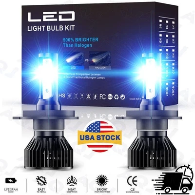 For Nissan Micra 1984-2018 LED Headlight High/Low Beam Bulbs 8000K Blue Combo Foto 1 de 4