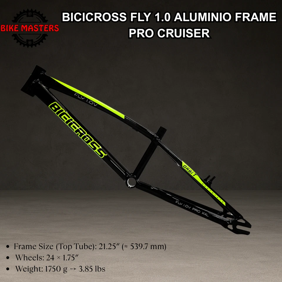 Рама BMX FLY 1.0 ЧЕРНАЯ НЕОНОВАЯ + вилка и гарнитура | алюминиевая легкая гоночная - Изображение 1 из 3