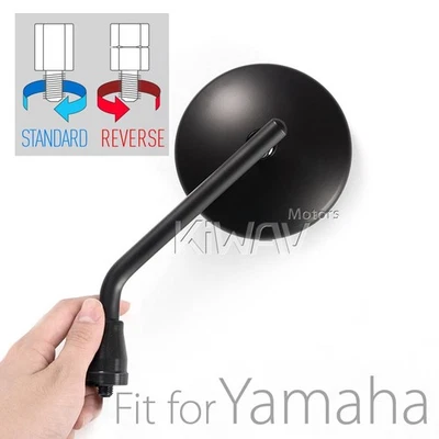 Rétroviseurs Eclipse rond noir tige courte pour Yamaha V-Star YBR MT-07 MT-09 - Photo 1/4