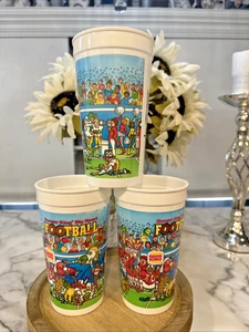 3 Vintage 1990 Burger King Big Sports Fußball Plastik Sammelbecher - Bild 1 von 8