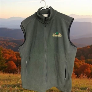 Great Smoky Mountains National Park XXL Sleeveless Fleece Zip Up Hunter Green - Picture 1 of 11