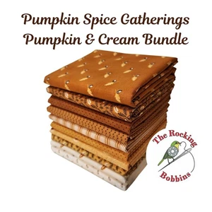 Pumpkin Spice Gatherings, Pumpkin and Cream Bundle of 10 prints 1/2-Yards - Picture 1 of 11