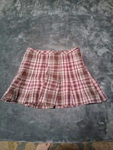 Y2K Limited Too Pink Brown Plaid Mini Skort Size 10 Juniors  - Picture 1 of 4
