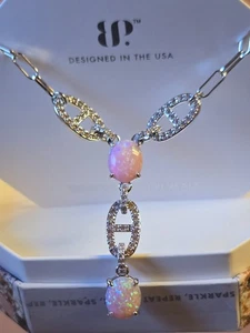 Bomb Party October 2024 Necklace RBP8322 'Hello Gorgeous Girl' Peach Fire Opal - Picture 1 of 4