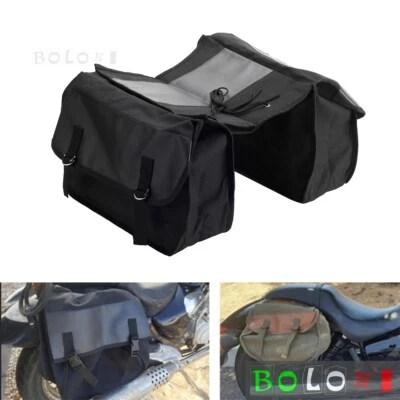 Waterproof Canvas Saddlebag for Harley Sportster Suzuki DR650 Kawasaki Yamaha - Image 1 of 4