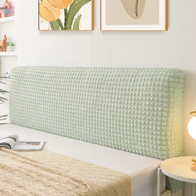 Cabecero de cama elástico cubierta gofrera cabecero liso funda antideslizante cama a prueba de polvo verde Foto 1 de 4