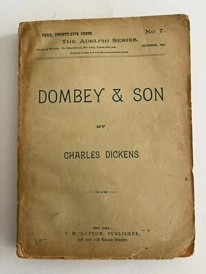 1891 CHARLES DICKENS ~DOMBEY and SON, Lupton Adelphi Series antique Dime Novel Foto 1 de 4