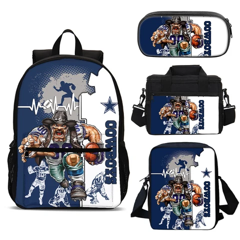 Dallas Cowboys School Backpack Set Messenger Bag Lunch Bag Pencil Case Gift Cover