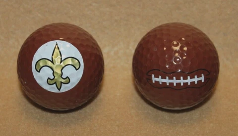 New Orleans SAINTS Football Logo Brown Golf Ball - Set of 2 - Buy more save $ Cover