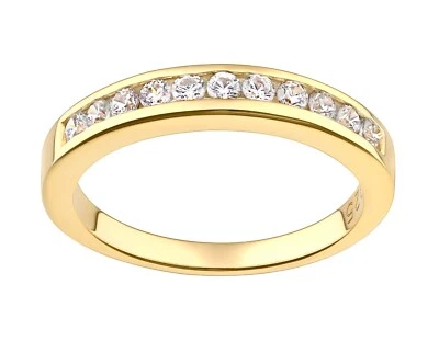9ct Gold on Silver 0.25ct Simulated Diamond Eternity Ring size J to V - Image 1 of 4