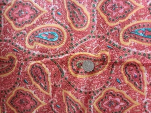 BEAUTIFUL VINTAGE COTTON PAISLEY PAPRIKA TERRACOTTA w/GOLD FABRIC 3yds x 44" - Picture 1 of 1