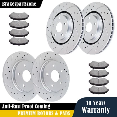 Front and Rear Brake Rotors Pads fit for Dodge Grand Caravan Journey Slotted - Image 1 of 4