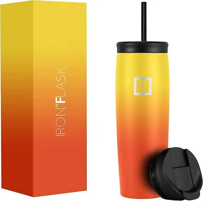 IRON FLASK IRON °FLASK Nomad Tumbler -2 Lids (Straw/Flip), Vacuum Insulated Stainless Steel