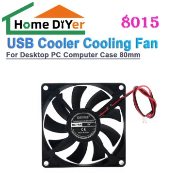 80mm DC USB Cooler Black Silent Cooling Fan For Desktop PC Computer Case 8015 - Image 1 of 4