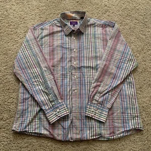 Tallia Shirt Men's XXL 18.5 Paisley Flip Cuff Music Casual Dress Purple Striped - Picture 1 of 15
