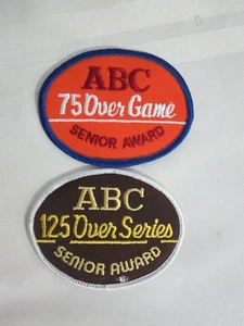2 ABC Bowling Senior Award 75 / 125 Over Game Embroidered Patches - Picture 1 of 2
