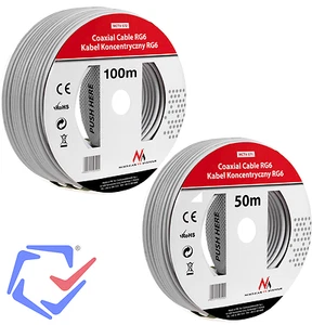 Cavo Coassiale Satellitare 1.0CCS RG6 Lunghezza 50m 100m Maclean - Foto 1 di 3