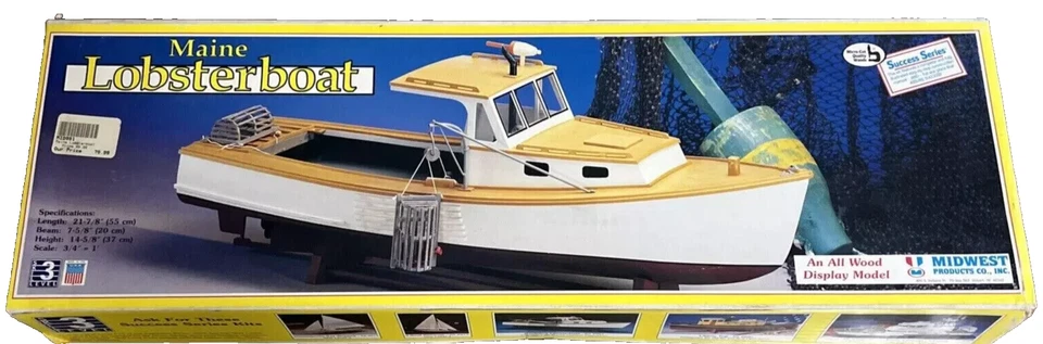 MIDWEST PRODUCTS MAINE LOBSTER BOAT Wood Display Model Kit #991~RARE/NEW in BOX - Image 1 of 1