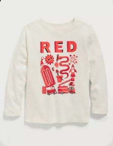 Old Navy Toddler Boy Red Color Long Sleeve Tee Size 12-18M 18-24M 2T 3T 4T or 5T