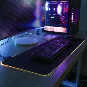 LED Gaming Mouse Pad Large RGB Extended Mousepad Keyboard Desk Anti-slip Mat NEW - Picture 1 of 8