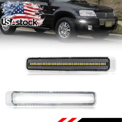 2X Clear Lens White LED Front Side Marker Lights For 2005-2007 Mercury Mariner - Image 1 of 4