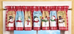 Finestra pupazzo di neve country Valance bordo a quadretti rosso e bianco 72""x15"" amici gelidi - Foto 1 di 3