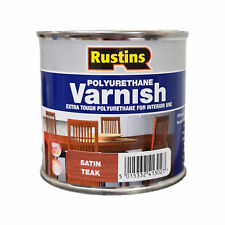 Satin Finish Teak Coloured Polyurethane Interior Tough Varnish Rustins 500ml