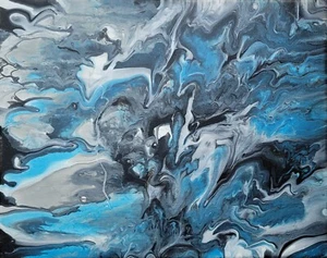 ORIGINAL Abstrakte Malerei Gemälde Kunst Bild Fluid Modern Art Unikat HANDGEMALT - Bild 1 von 2