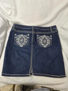 Nine West Jeans gerader Jeansrock Größe 8 verzierte Glitzertaschen dunkelblau - Bild 1 von 4