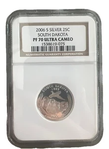 2006 S Silver 25 Cent South Dakota Proof Quarter PF 70 Ultra Cameo NGC - Picture 1 of 4