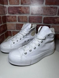 Converse You All Star Platform High Tops White Leather Sneaker Womens Size 9 - Picture 1 of 12