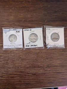 Error Coins 1943 & 1941 Nickels & 1972 Penny - Picture 1 of 12