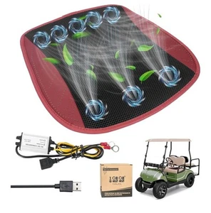 Cooling Golf Cart Seat Cover Cushion with Adjustable Fan - Black/Red - Bild 1 von 8