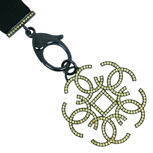 Cinturino CHANEL Collana Strass Nero Giallo 54 5g Donna