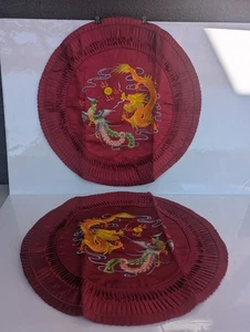 Set Chinese Silk Satin Embroidered Pillow Cover Cases Sham Dragon Phoenix 19 in - Picture 1 of 8