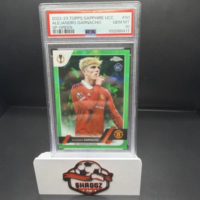 2022 Topps Sapphire UCC Alejandro Garnacho Green /70 #50 PSA 9 - Image 1 of 4