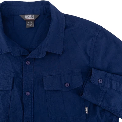 Outdoor Research Mens XL Wanderer Long-Sleeve Shirt Blue Roll Up Hiking Outdoor - Image 1 of 4