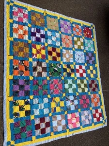 Vintage Quilt Handmade Full Size Colorful Checkerboard 86x75 Original Owner - Picture 1 of 7