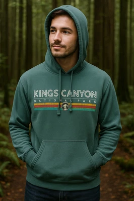 Prairie Mountain Kings Canyon Hoodie Medium Green Waffle Knit Rainbow Stripe - Image 1 of 4